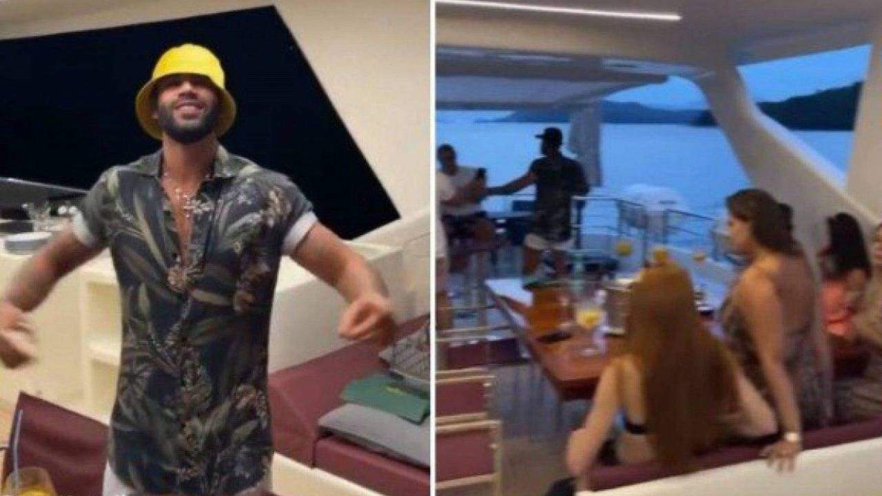 Gusttavo Lima curte passeio de iate com amigos e fãs flagram Andressa Suita em vídeo