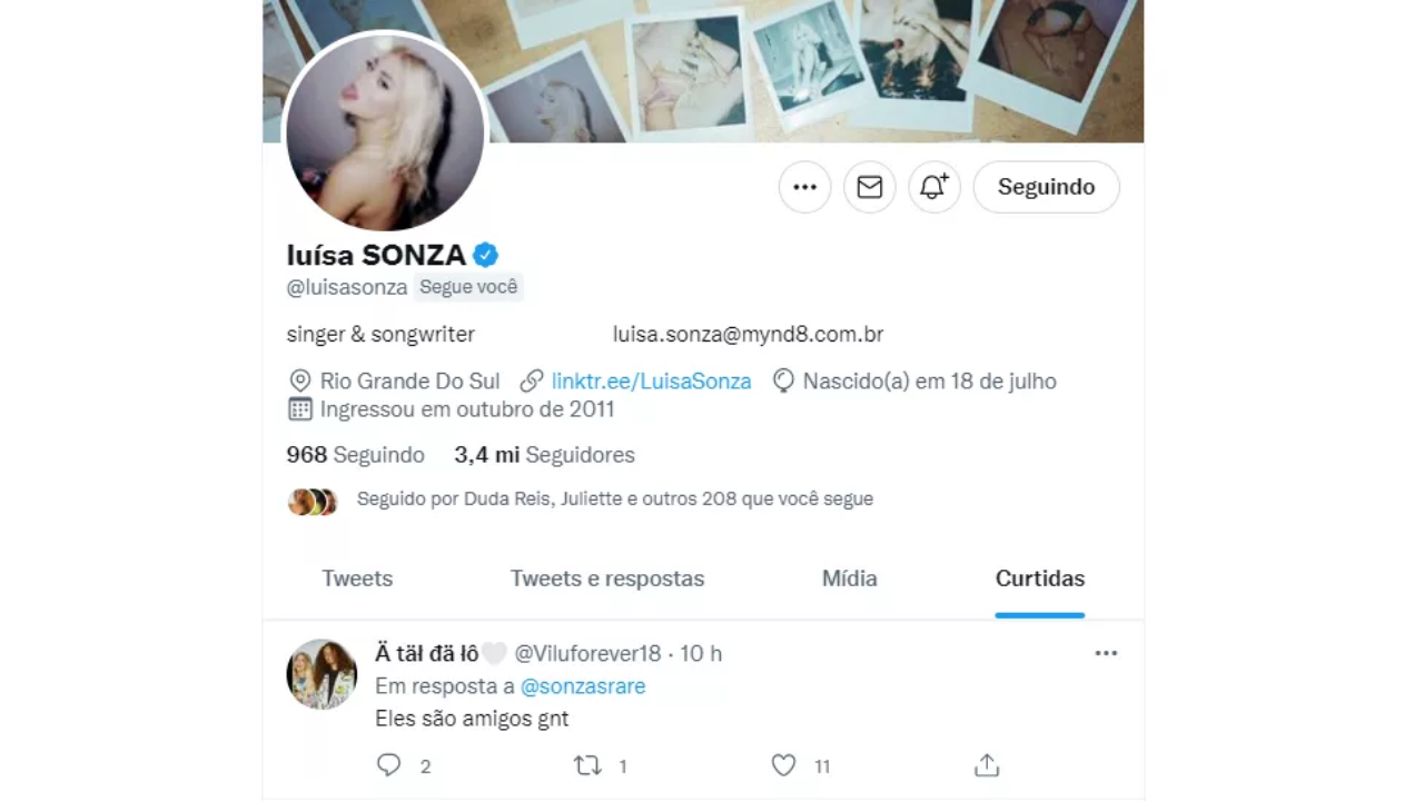 Tweet Luísa Sonza