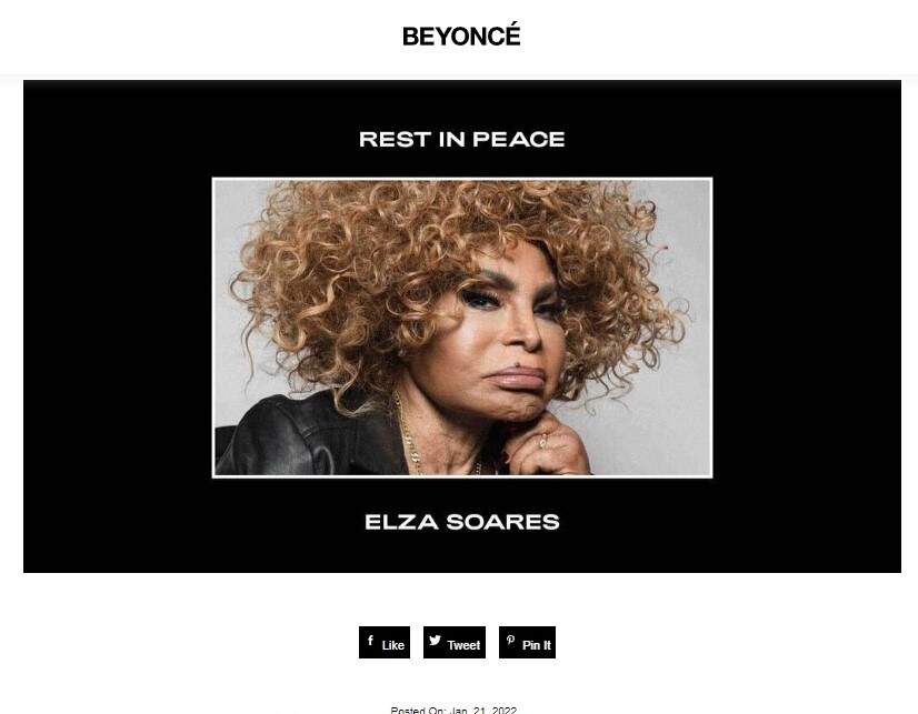 Homenagem da BeyGOOD (Fundação da Beyoncé) a Elza Soares