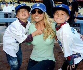  Britney Spears with her sons Sean Preston and Jayden Federline - San Diego Padres v Los Angeles Dodgers, Baseball Game, Los Angeles, America - 17 Apr 2013