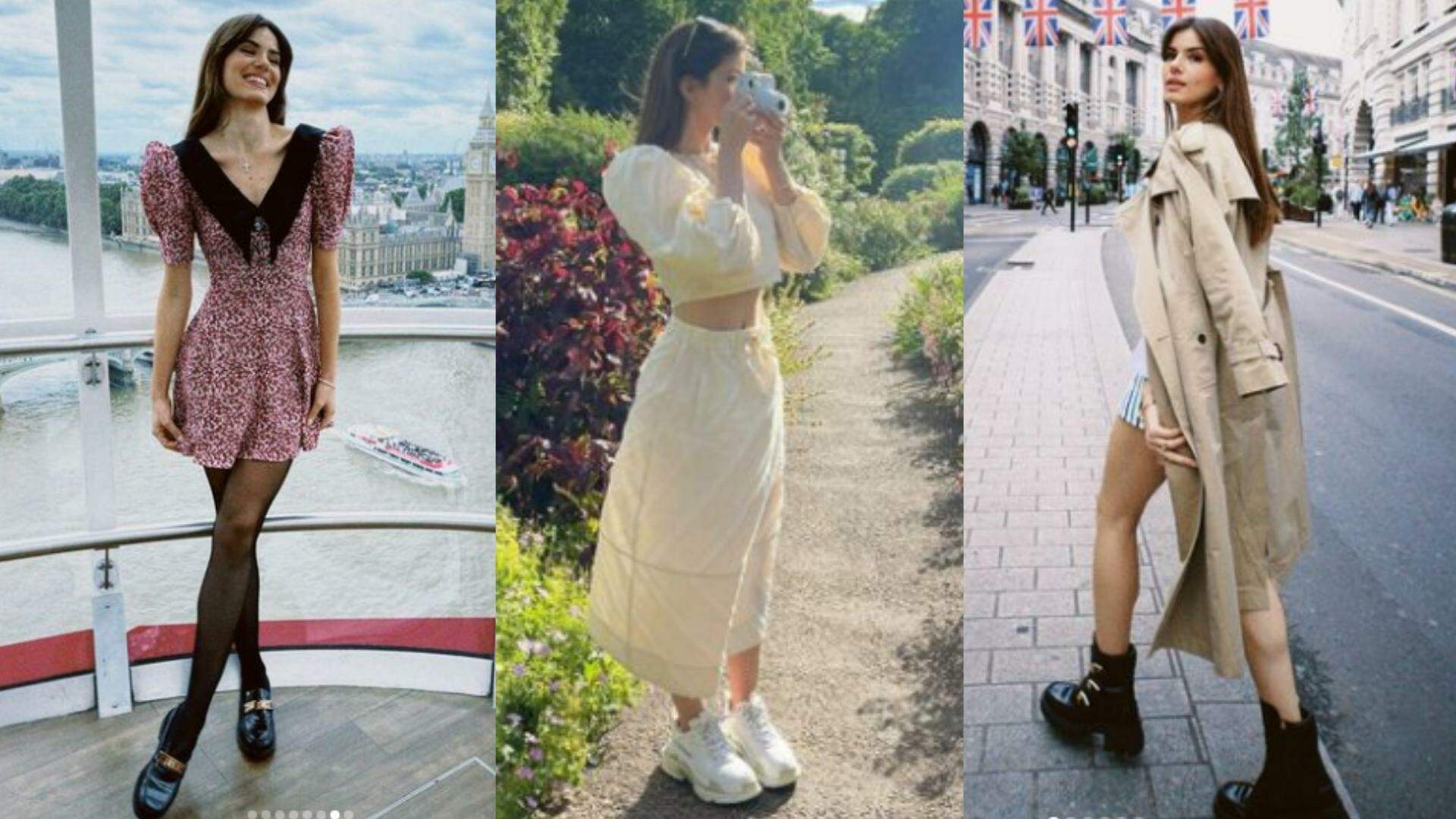 Camila Queiroz usa looks lindos e confortáveis em viagem à Londres
