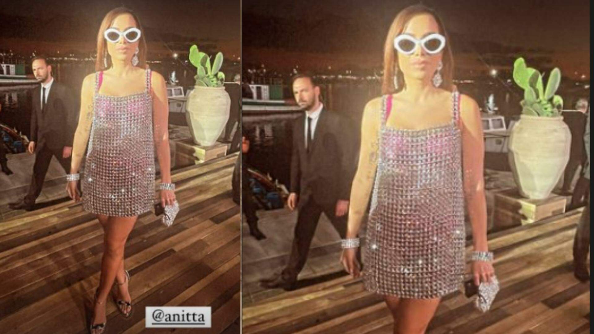 Anitta escolhe look com transparência e brilhos para segundo dia de desfile da Dolce Gabbana
