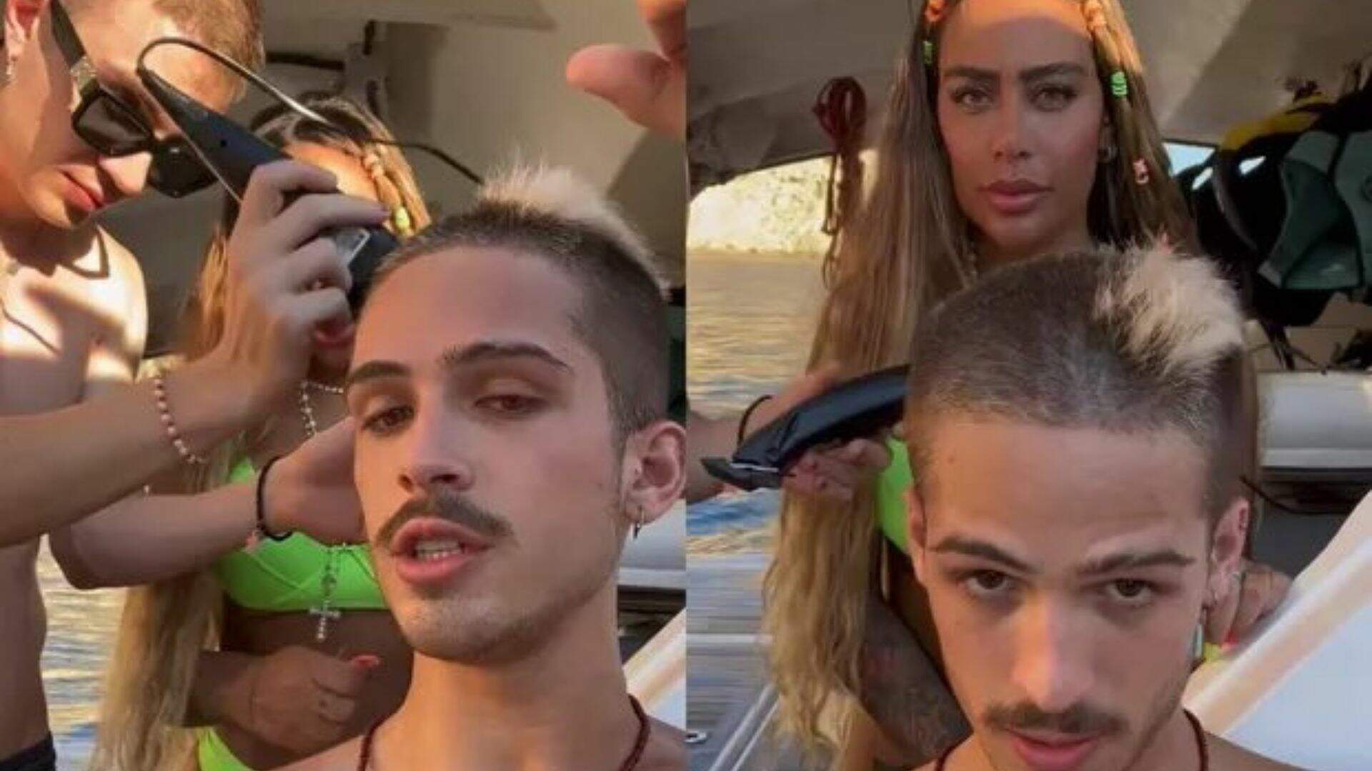 Em Ibiza com o ex-cunhado e irmã de Neymar, João Guilherme muda o visual