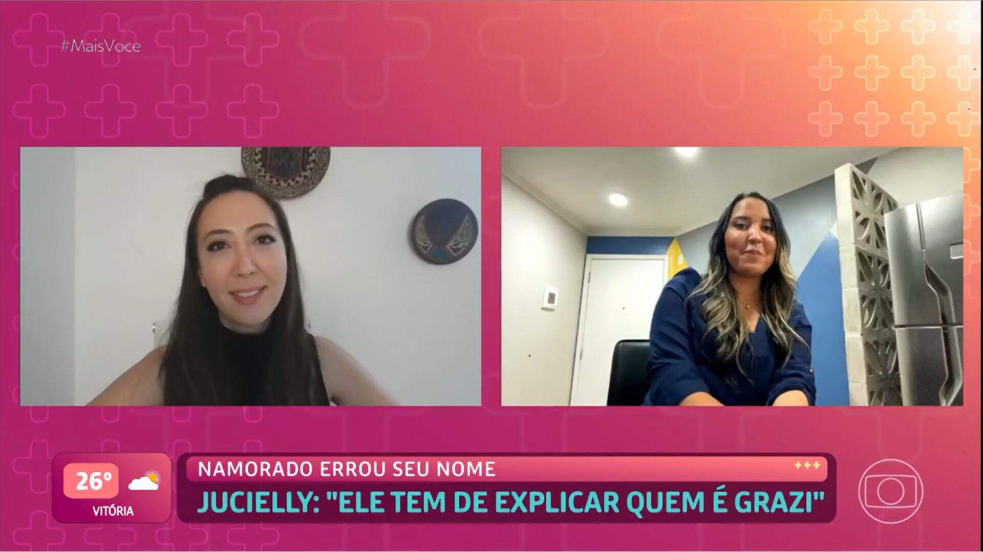 Jucielly deu entrevista ao "Mais Você" para falar sobre seu atual status com Kainan Silva, goleiro do Esperança