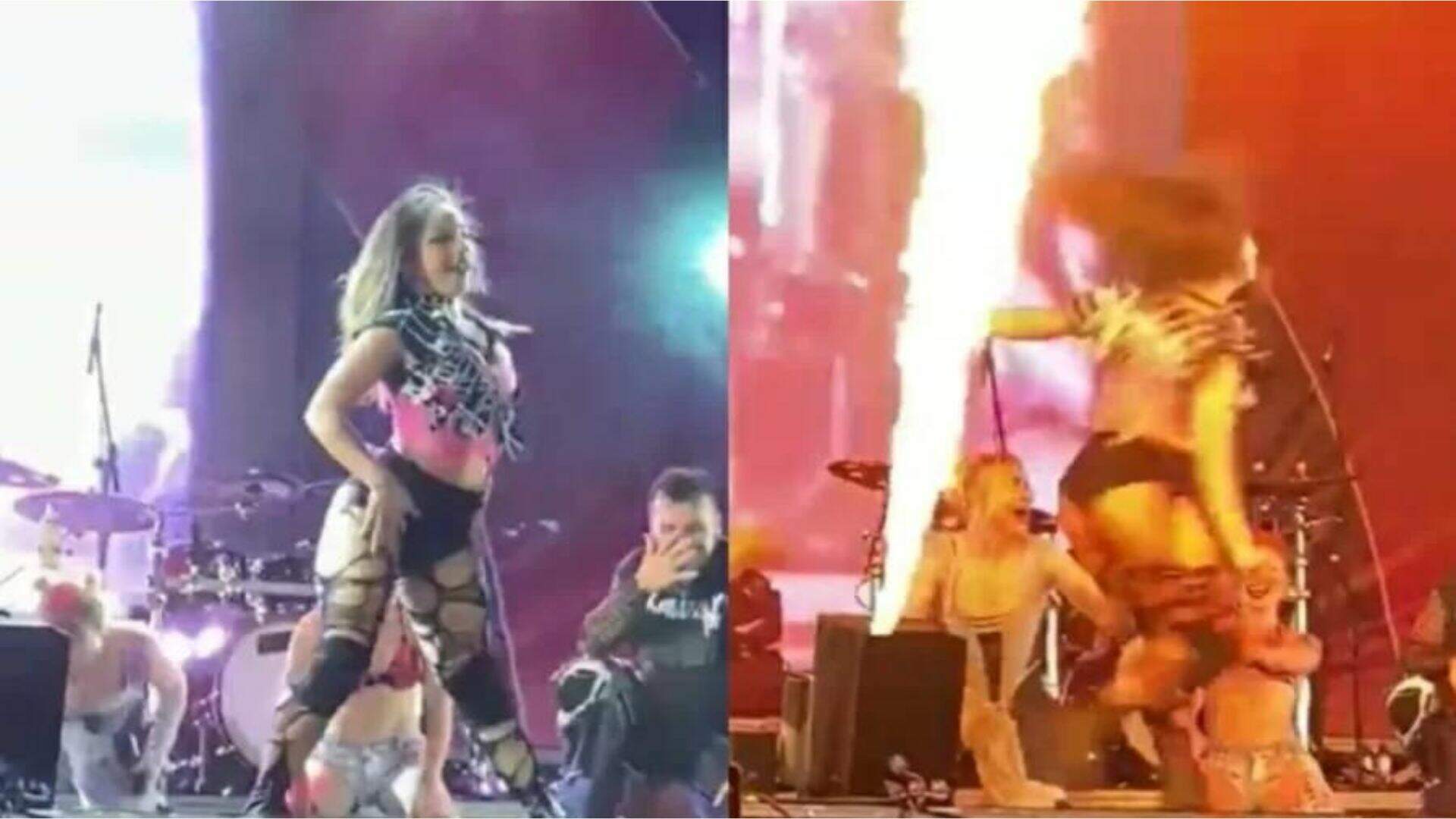 Cabelo de dançarina de Luísa Sonza pega fogo ao vivo durante show