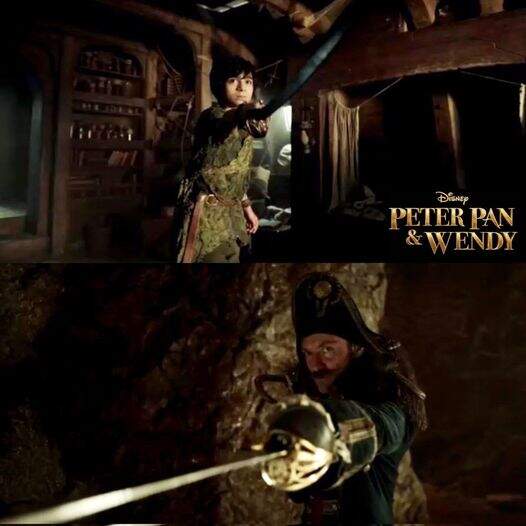 Alexander Molony como Peter Pan e Jude Law como Capitão Gancho se enfrentam em imagens divulgadas pela Disney