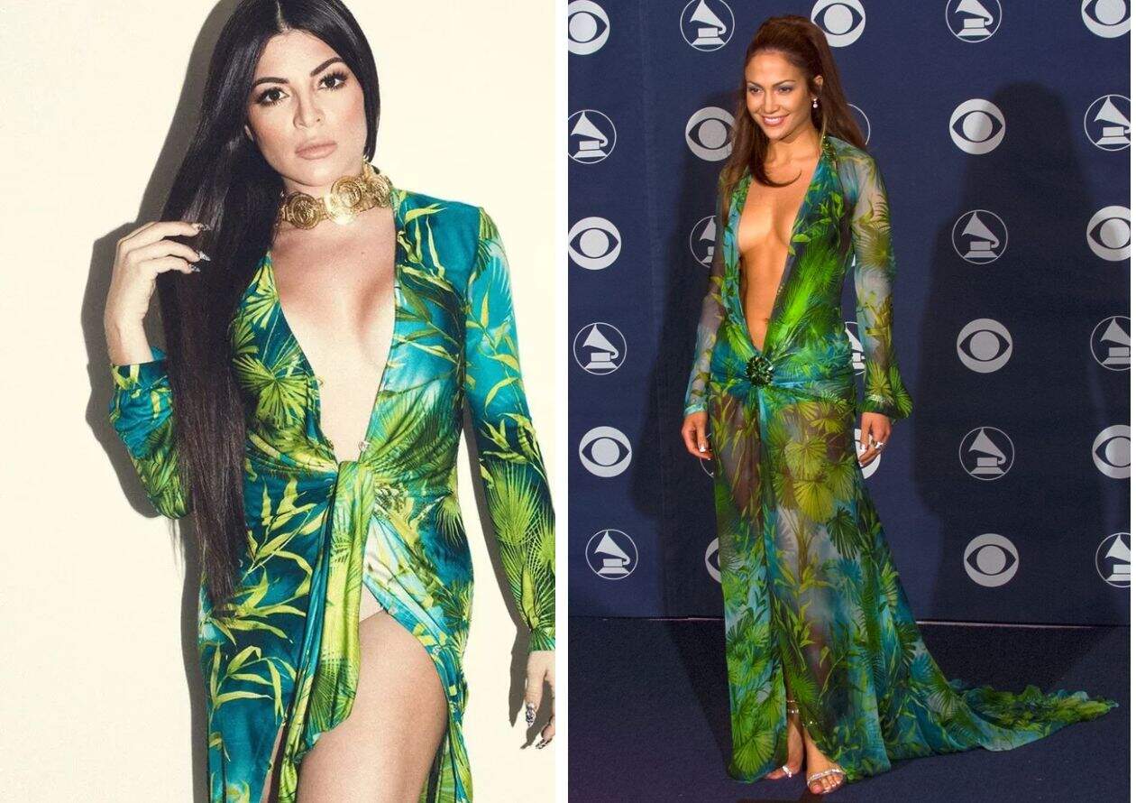 Gkay usou uma peça da mesma coleção do vestido usado por J-Lo no Grammy nos anos 2000