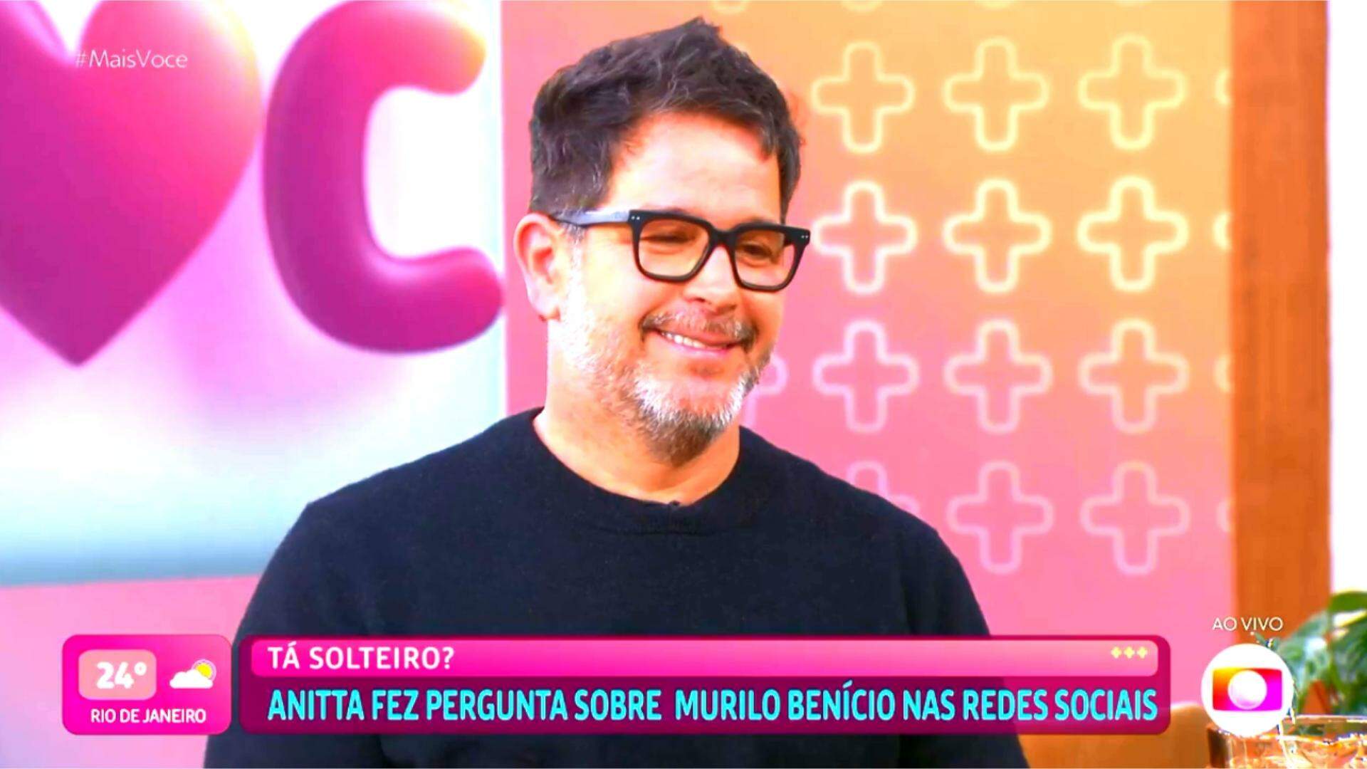 Será que rola? Murilo Benício fala sobre cantada de Anitta na web durante sua participação no “Mais Você”