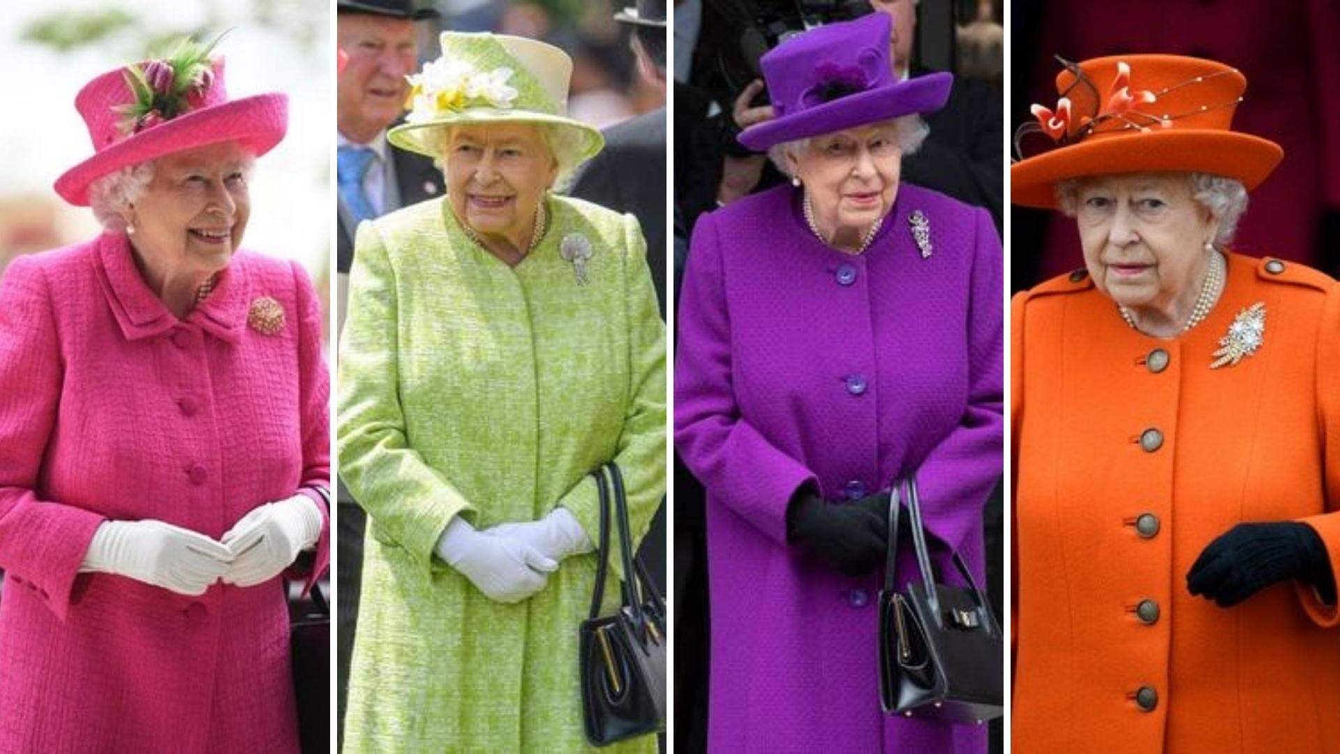 A Rainha estava sempre com conjuntos de cores vibrantes (Foto: Reprodução)