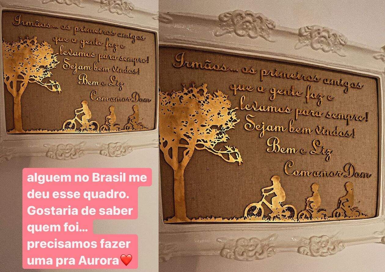 Luana Piovani ganhou o quadro quando deu à luz a Bem e Liz