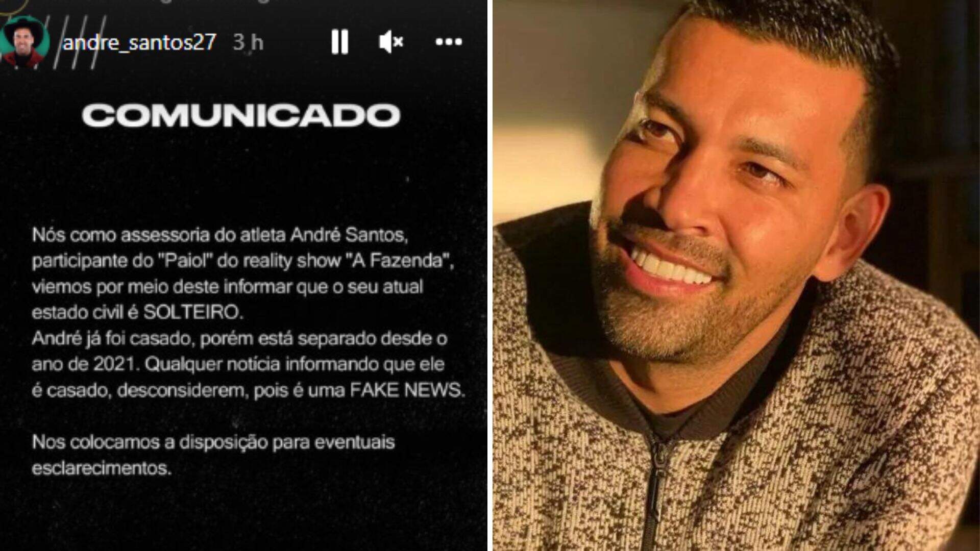 Comunicado assessoria André Santos (reprodução: Instagram)