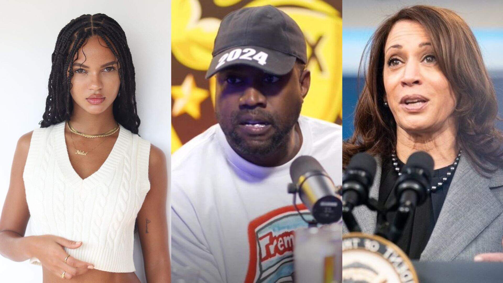Kanye West flerta com Kamala Harris um dia após Juliana Nalú confirmar namoro com o rapper - Metropolitana FM