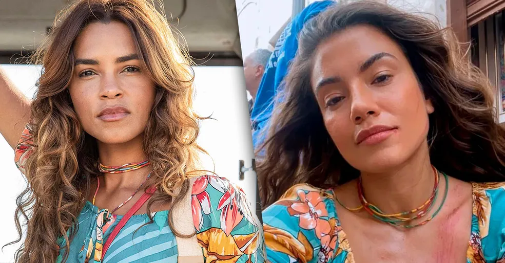 Dublê de Lucy Alves em Travessia impressiona por semelhança com a atriz (Foto: Globo / Arquivo pessoal)