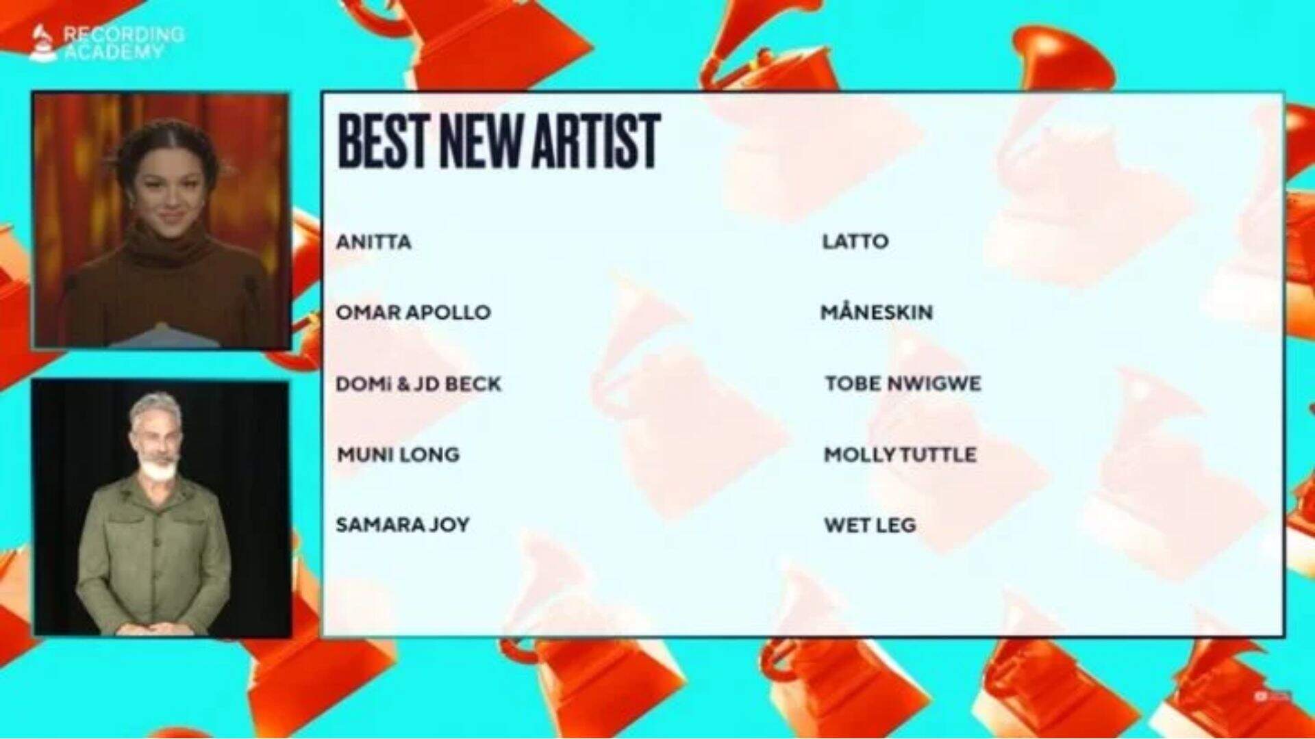 Olivia Rodrigo foi quem anunciou o nome de Anitta para o Grammy 2023