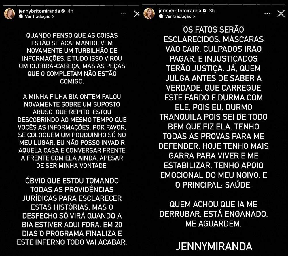 Jenny Miranda contou que soube sobre os abusos de Bia junto com o público de "A Fazenda 14"