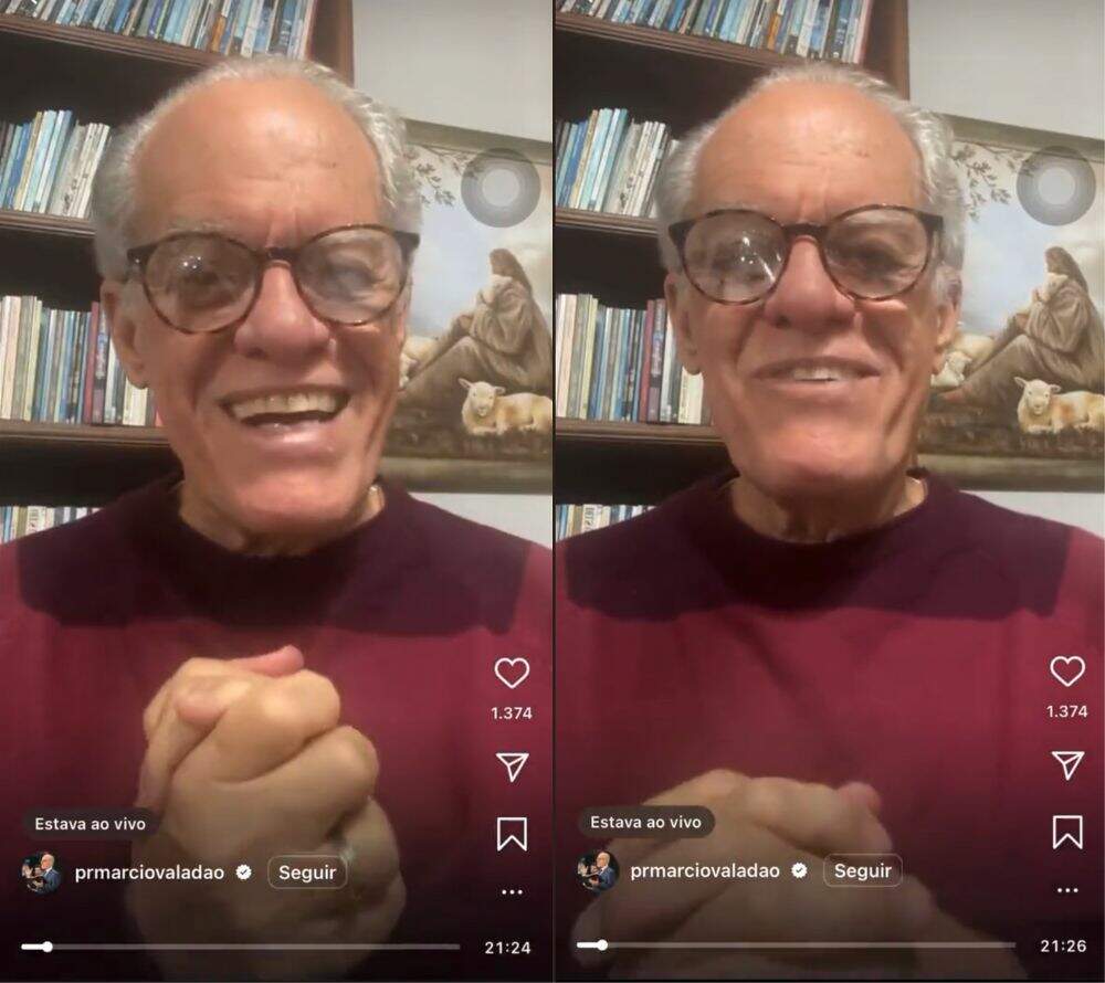 Márcio Valadão realizou uma live em suas redes sociais para falar sobre Guilherme de Pádua 