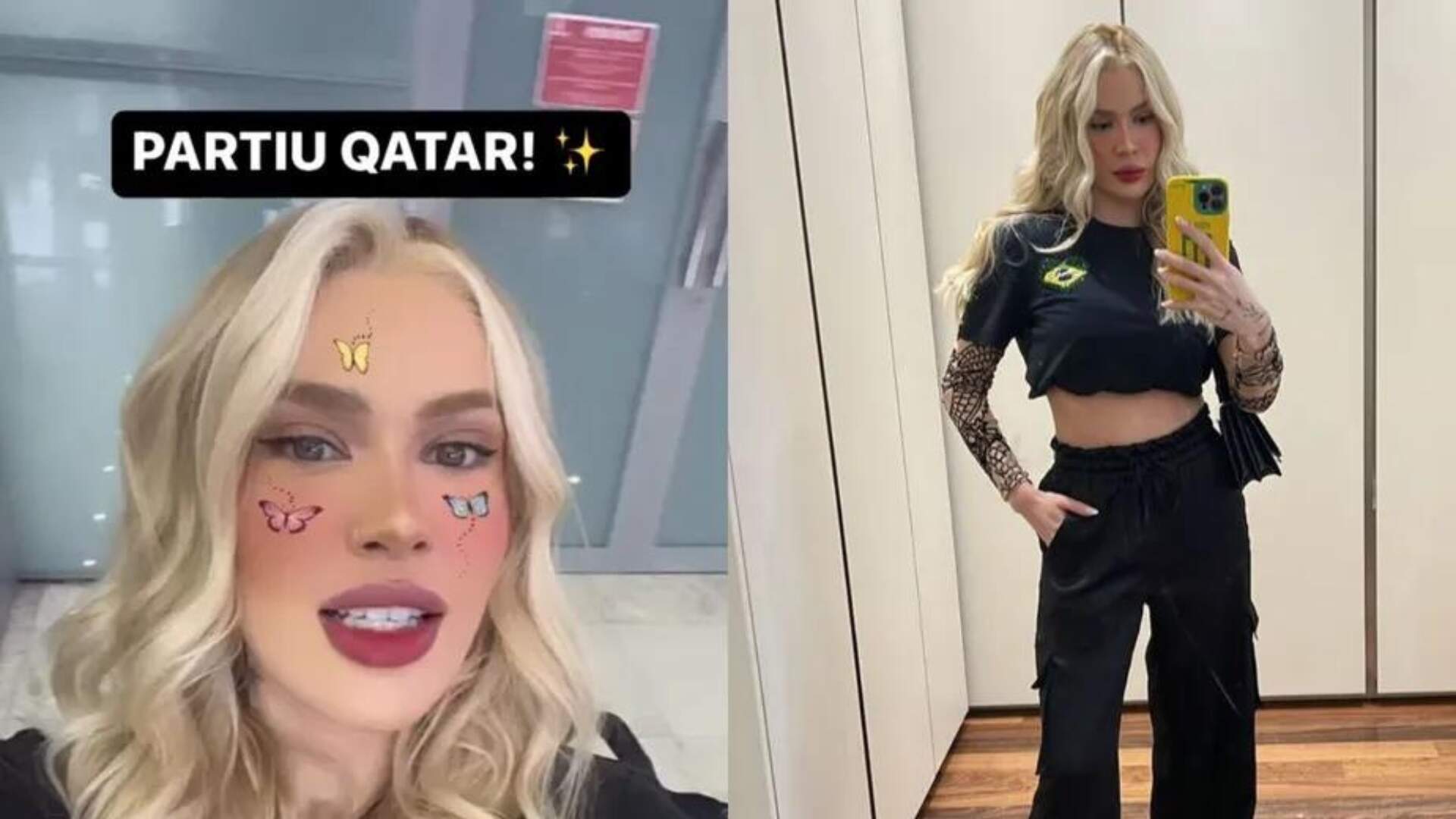 Após tretas com Éder Militão, jogador da seleção brasileira, Karoline Lima embarca para o Qatar