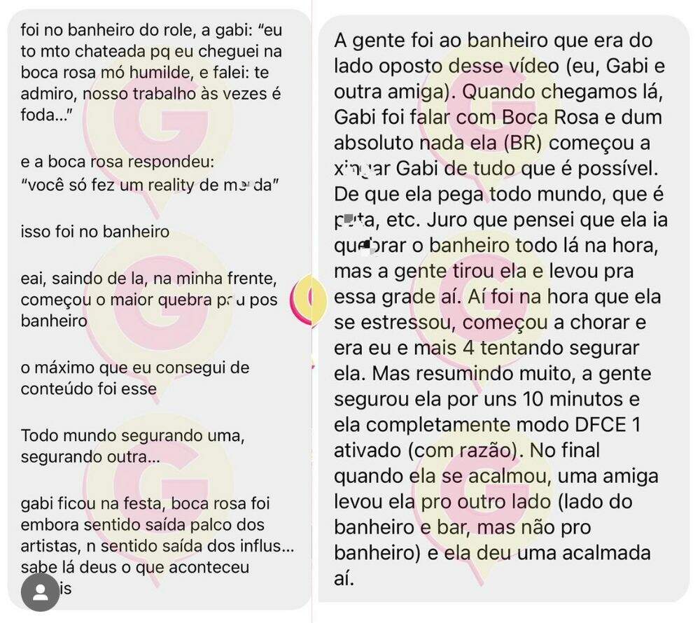 Uma testemunha relatou algumas possíveis razões para a briga entre Gabi Prado e Bianca Andrade