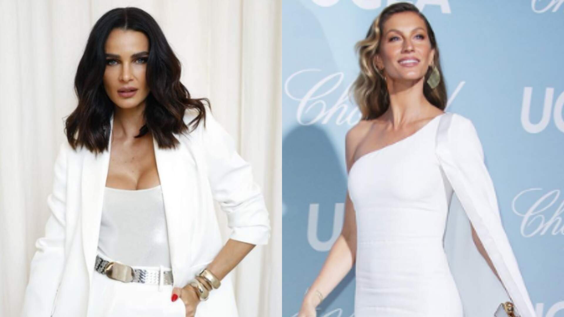 Fernanda Motta e Gisele Bündchen elegem o mesmo look grifado para eventos de gala na mesma noite