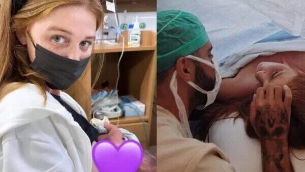 Cintia Dicker amamenta Aurora pela primeira vez após cirurgias: “Depois da tempestade”