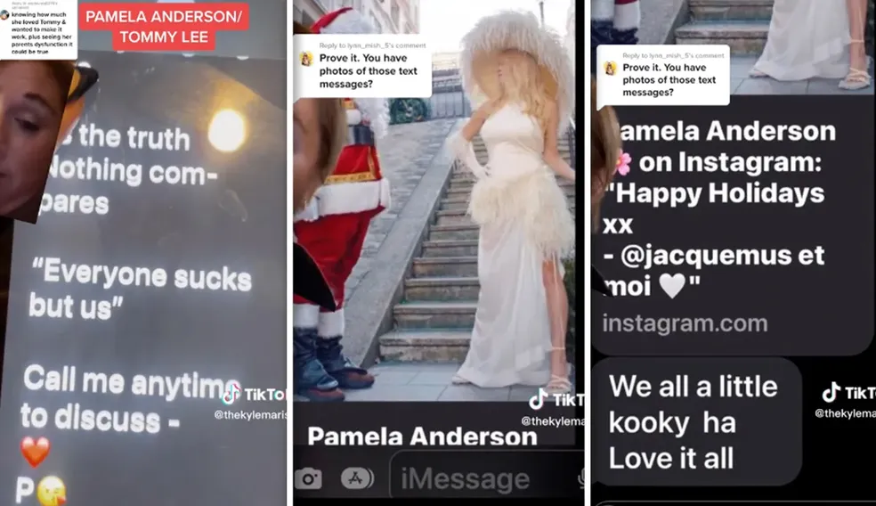 Pamela Anderson estaria enviando mensagens de texto para Tommy Lee — Foto: Reprodução / Instagram