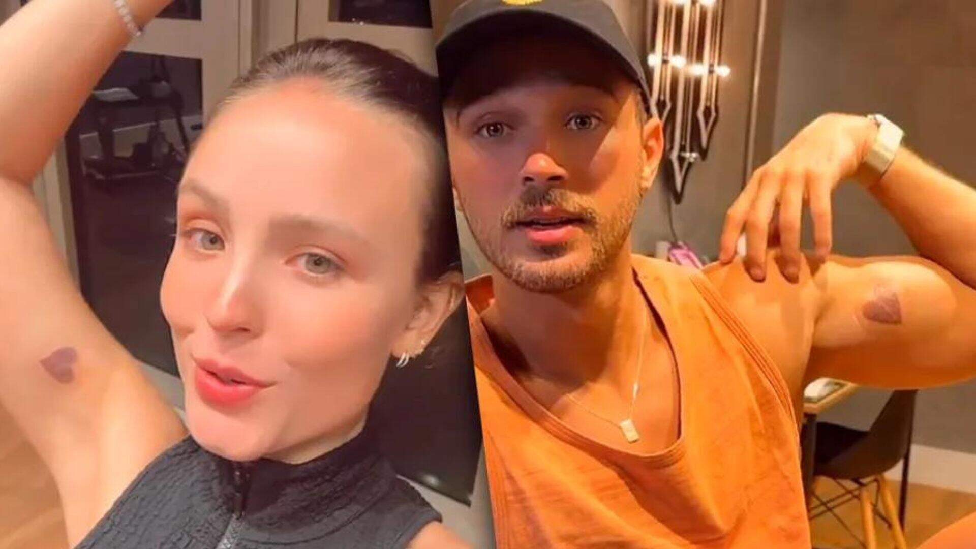 Larissa Manoela faz tatuagem de casal com o noivo, André Luiz Frambach