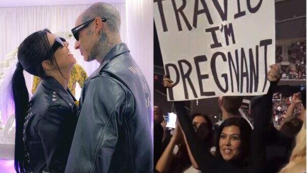 Kourtney Kardashian agita a web ao anunciar gravidez de seu primeiro filho com Travis Barker de maneira inusitada