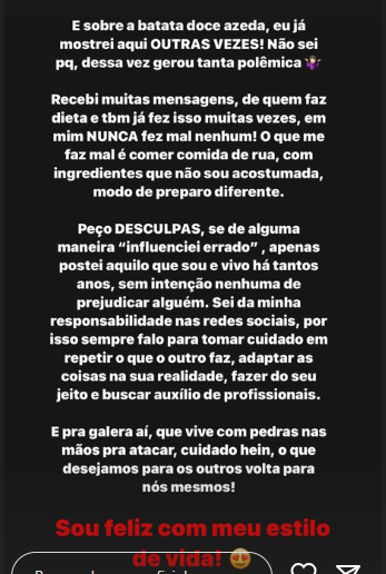 Após ensinar truque para comida estragada, Gracyanne Barbosa se pronuncia e pede desculpas