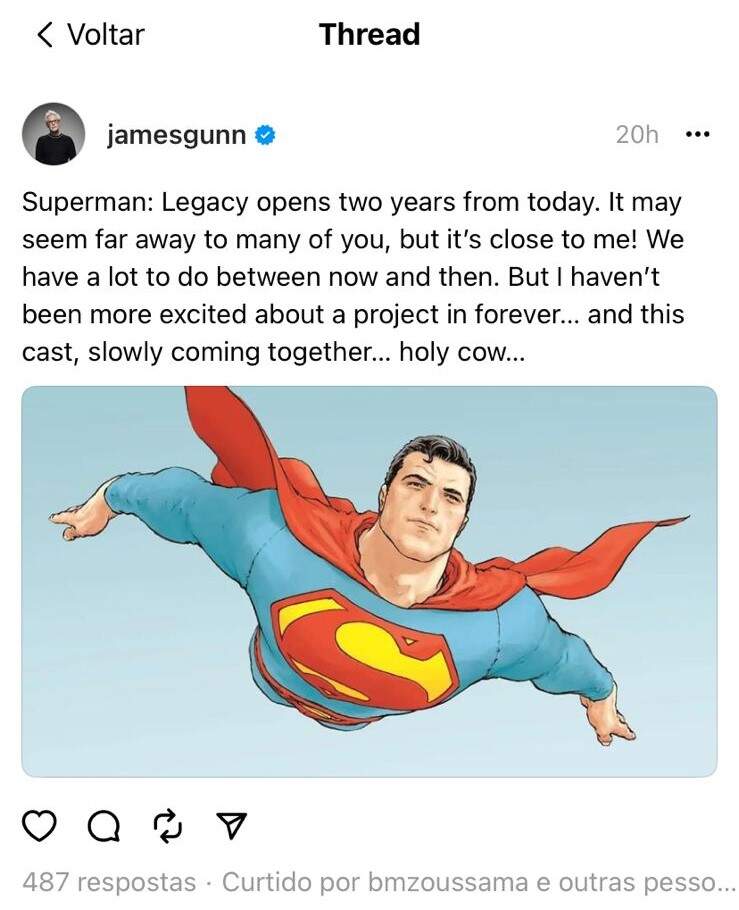 James Gunn responde fãs no Threads (Foto: Reprodução/Threads)