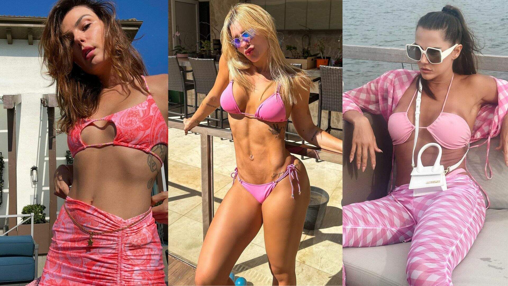 Barbiecore na moda praia: biquíni rosa vira tendência entre celebridades; inspire-se nos looks - Metropolitana FM