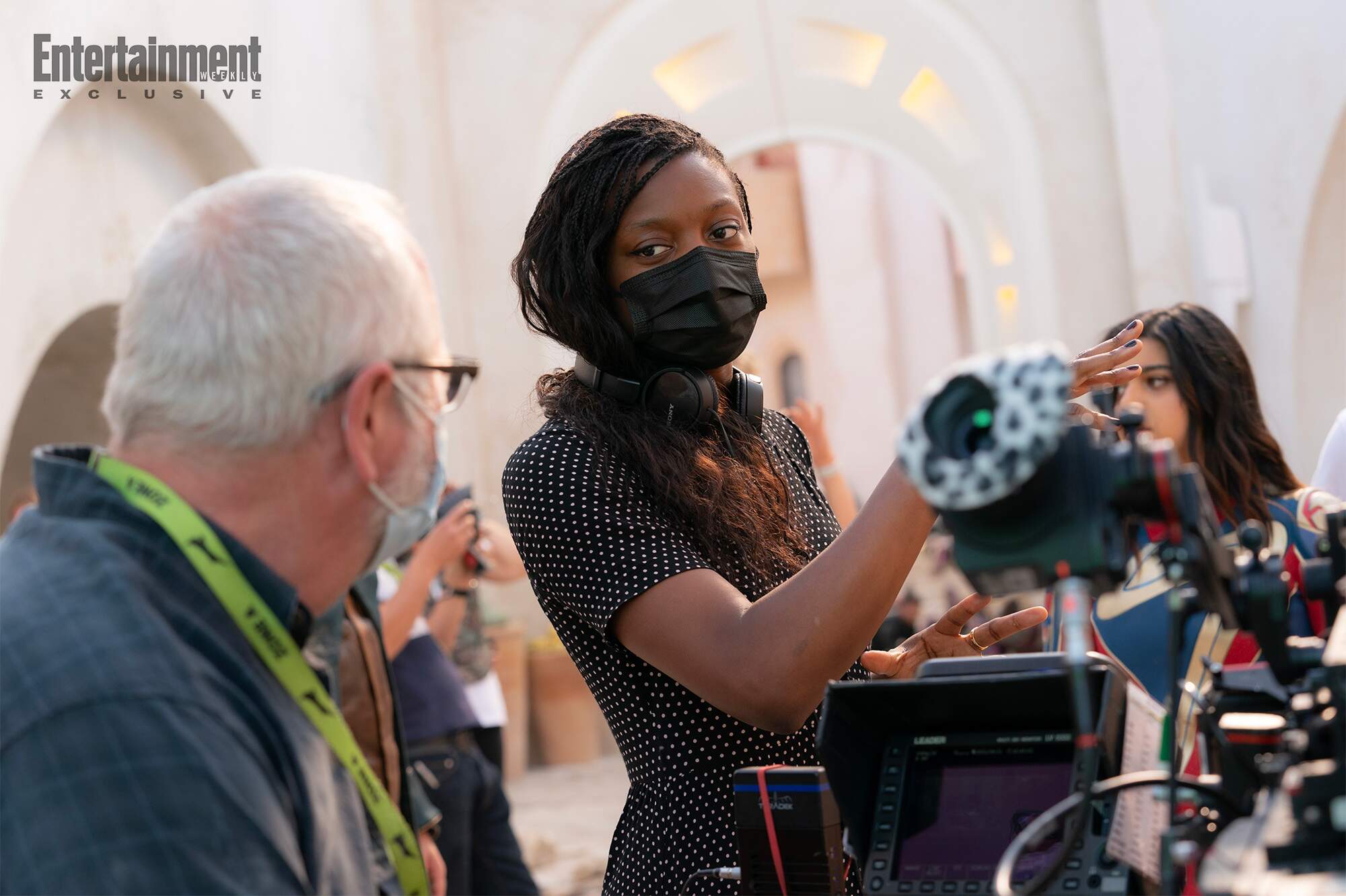 Director Nia DaCosta on the set of Marvel Studios' THE MARVELS. Photo by Laura Radford. © 2023 MARVEL.