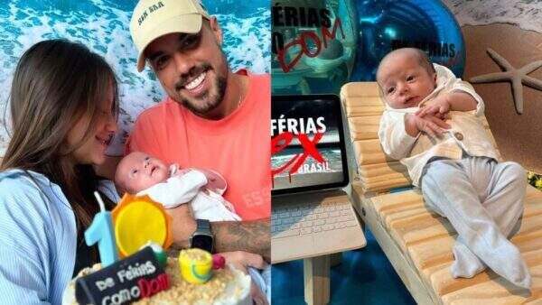 Diferentão! Lipe Ribeiro e Dessa Castorino celebram primeiro mês de vida do filho com festinha temática do “De Férias com o Ex”