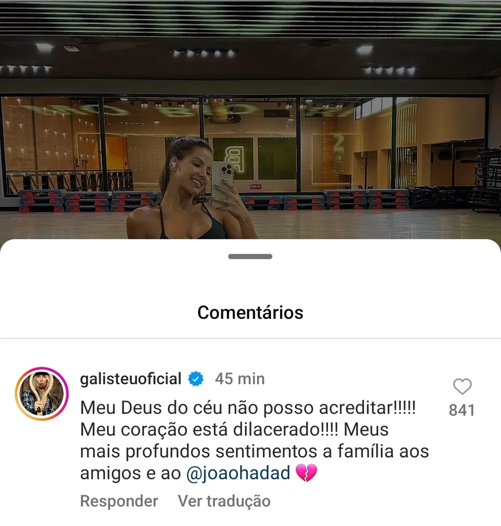 Adriane Galisteu presta pêsames ao falecimento de Luana Andrade (Foto: Reprodução/Instagram)