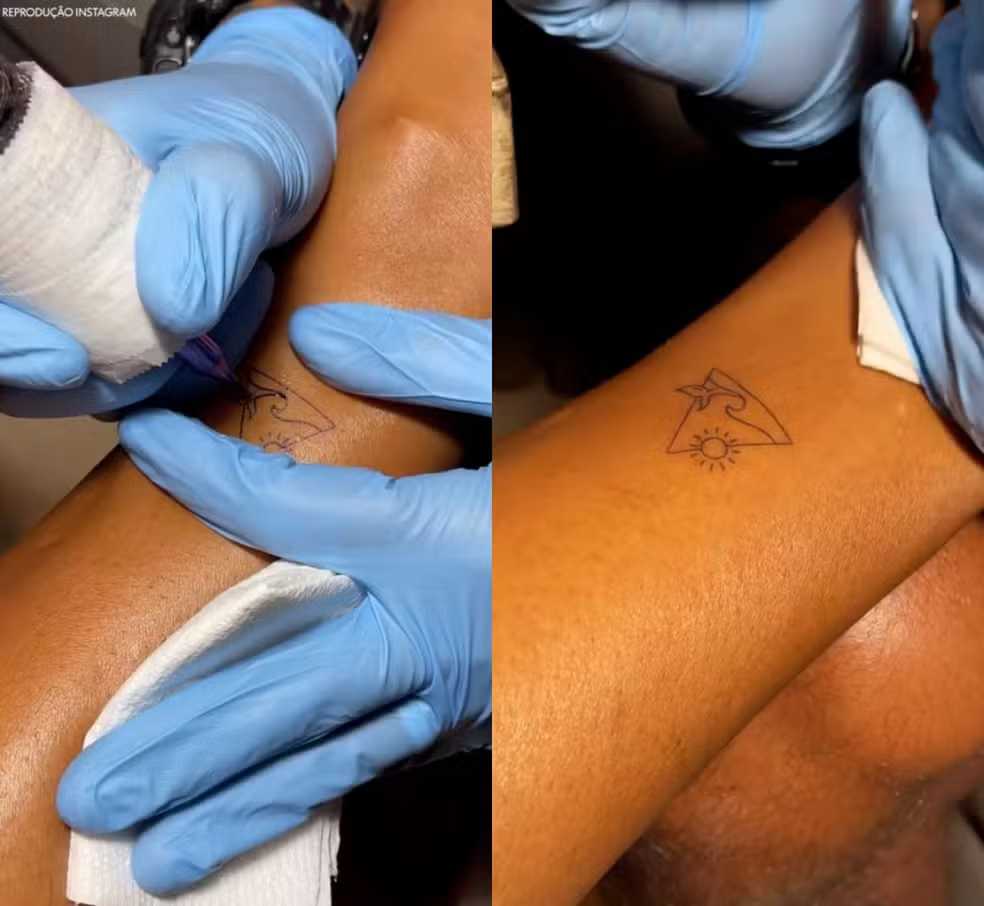 Sheron Menezzes fez tatuagem no Havaí
