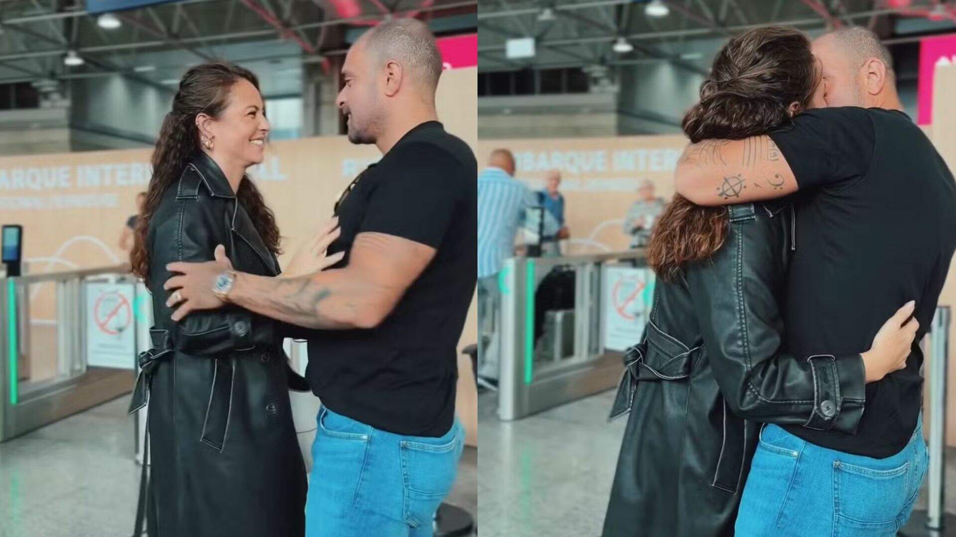 Paolla Oliveira e Diogo Nogueira protagonizam cena de novela durante despedida em aeroporto!