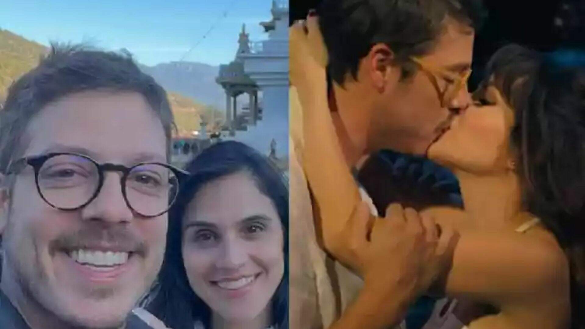 Namorada de Fábio Porchat reage ao ver cenas de beijo do humorista com Sandy
