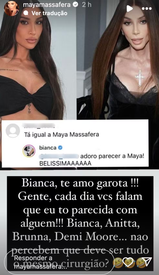 Maya Massafera brinca sobre comparações com outras famosas