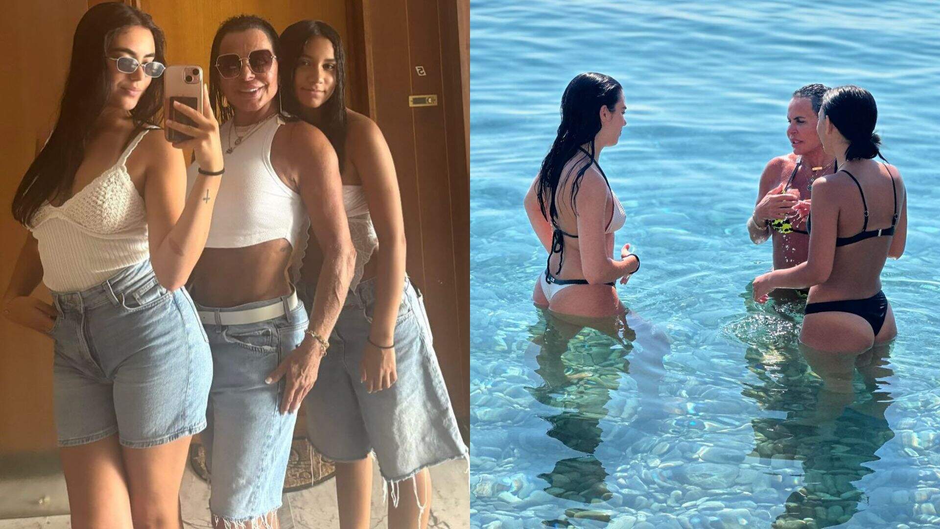 Gretchen aproveita dia na praia com as filhas e compartilha fotos raras; confira