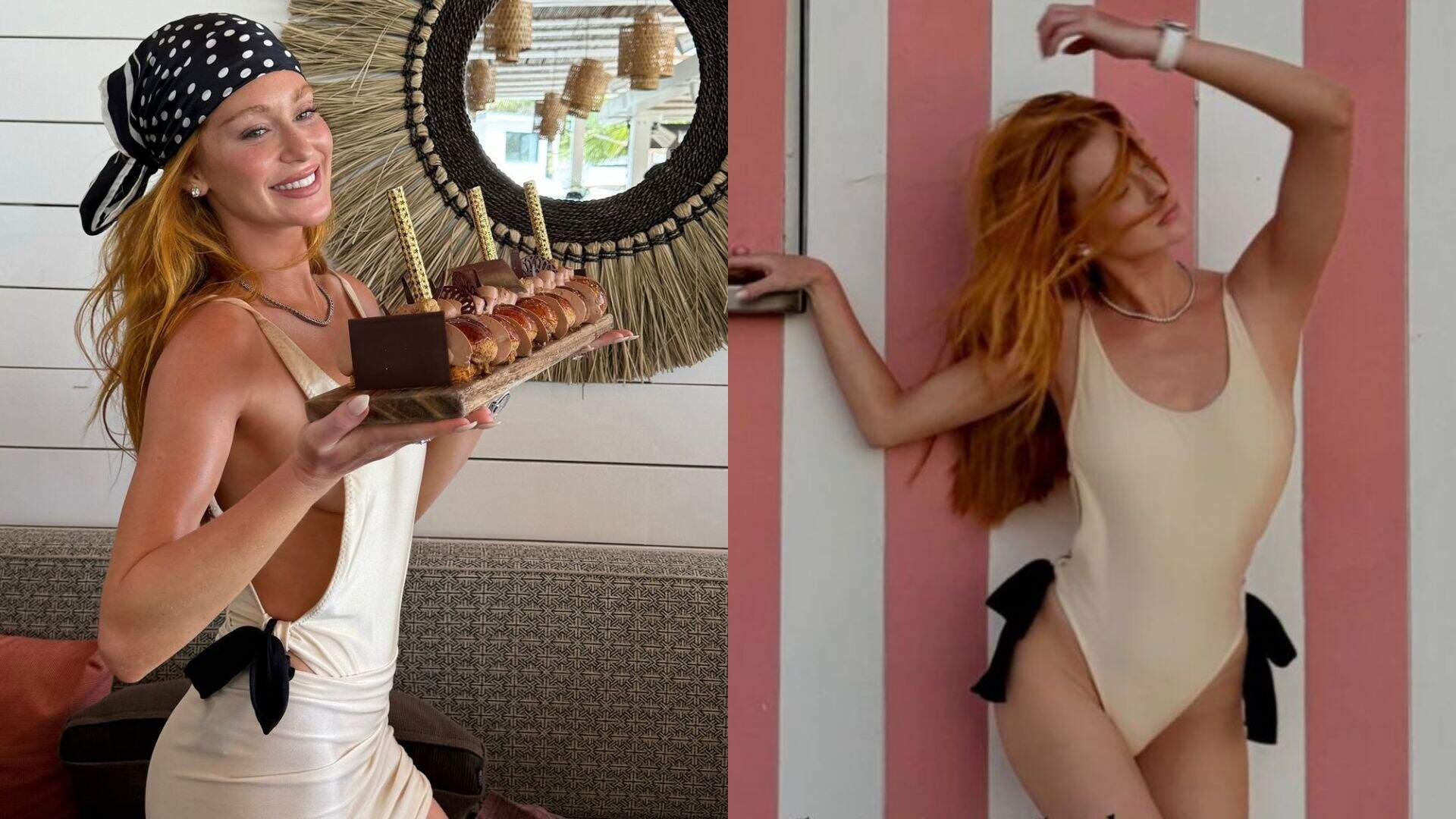 Marina Ruy Barbosa rouba a cena com look cavado em viagem de férias