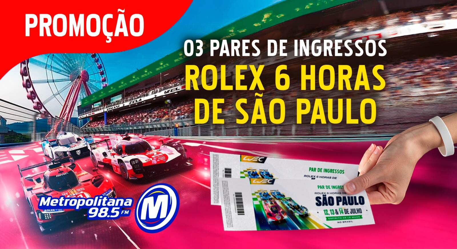 [ENCERRADA] Promoção:  PARES DE INGRESSOS PARA O ROLEX 6 HORAS DE SÃO PAULO - Metropolitana FM