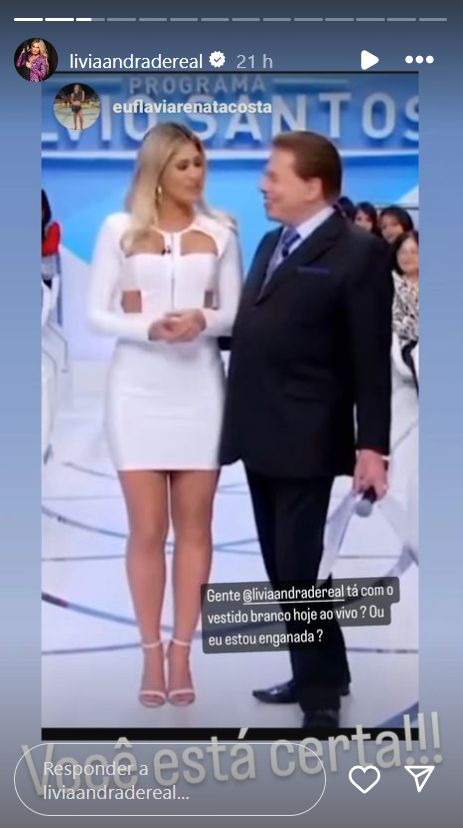 Lívia Andrade confirma que vestido que está usando para homenagem a Silvio Santos é o mesmo que usava na época do SBT