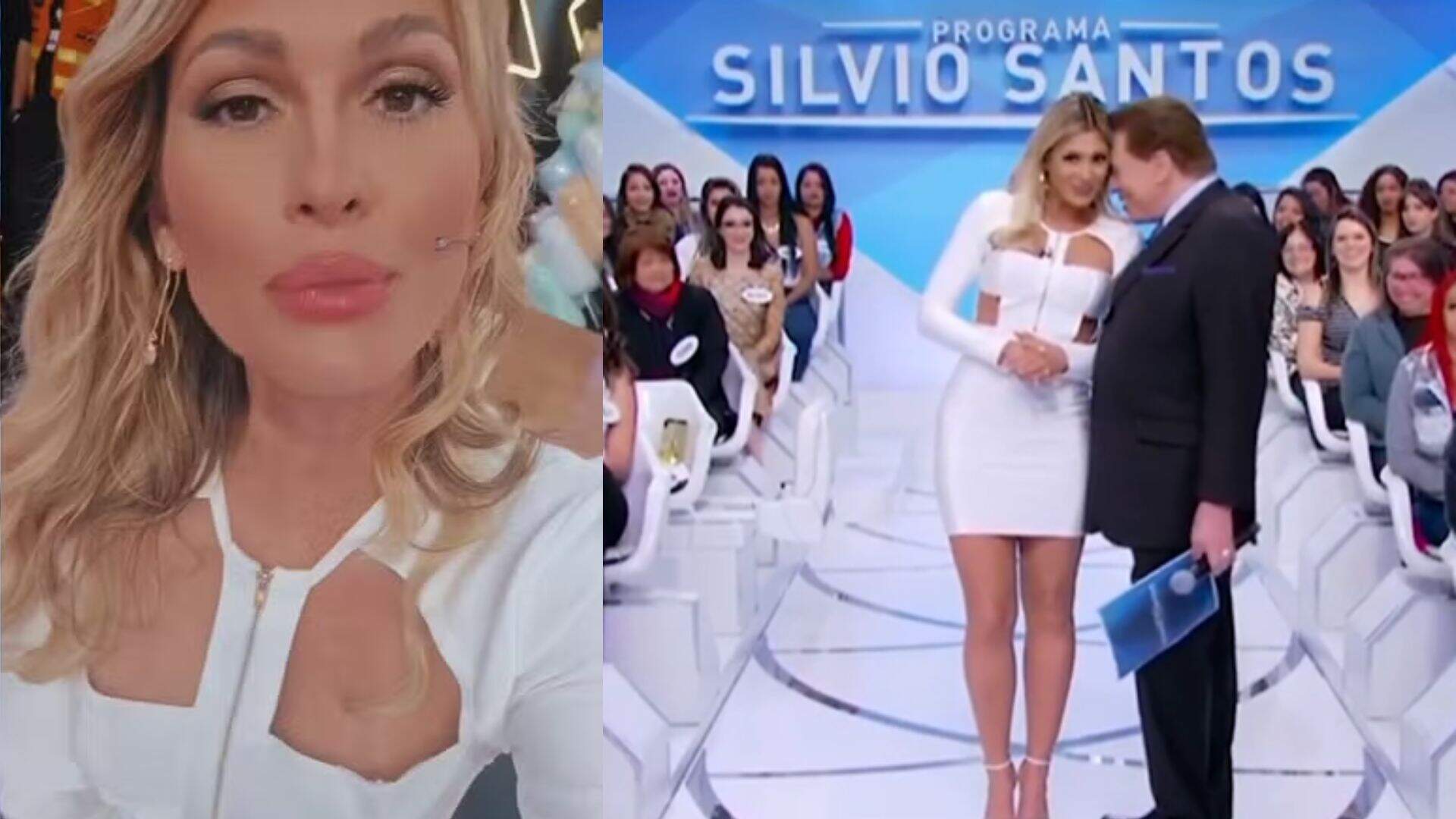 No ‘Domingão’, Lívia Andrade homenageia Silvio Santos com vestido clássico