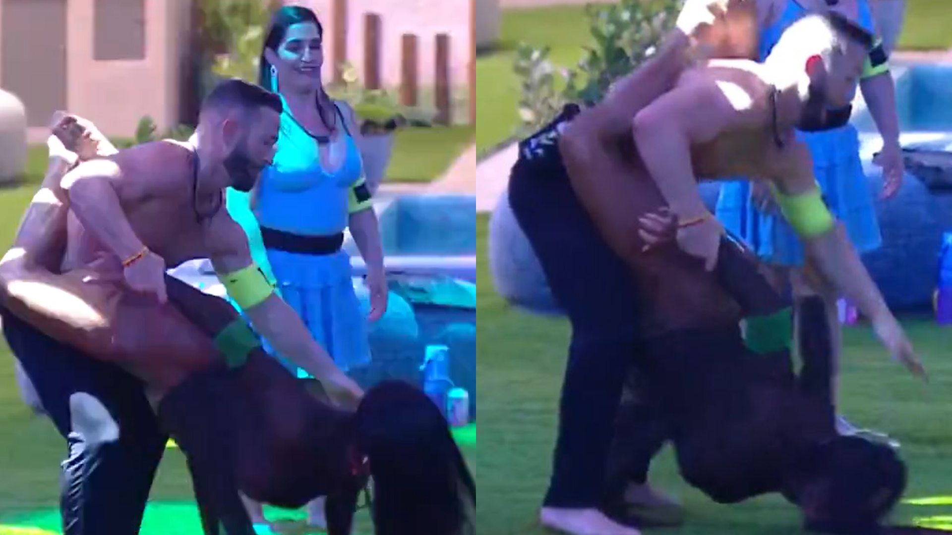 BBB 25:  Gracyanne Barbosa dá com a cara no chão durante dança com Diego Hypólito