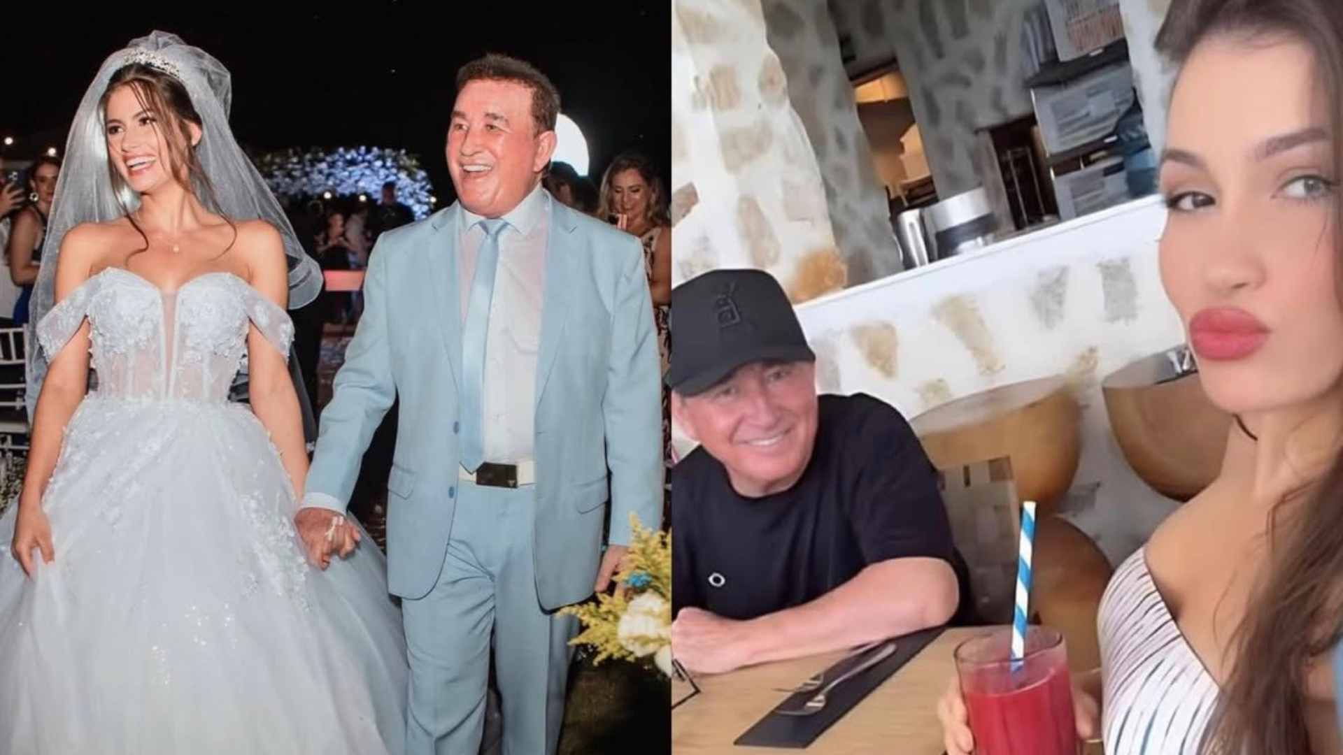 Amado Batista e Calita Franciele embarcam para lua de mel após casamento luxuoso