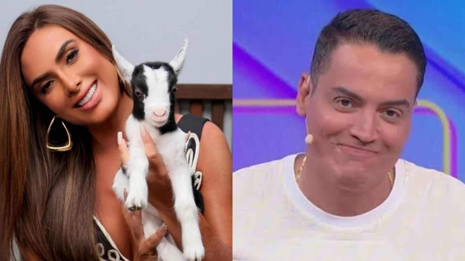 Nicole Bahls encanta seguidores ao mostrar cabritinho chamado Leo Dias em seu sítio