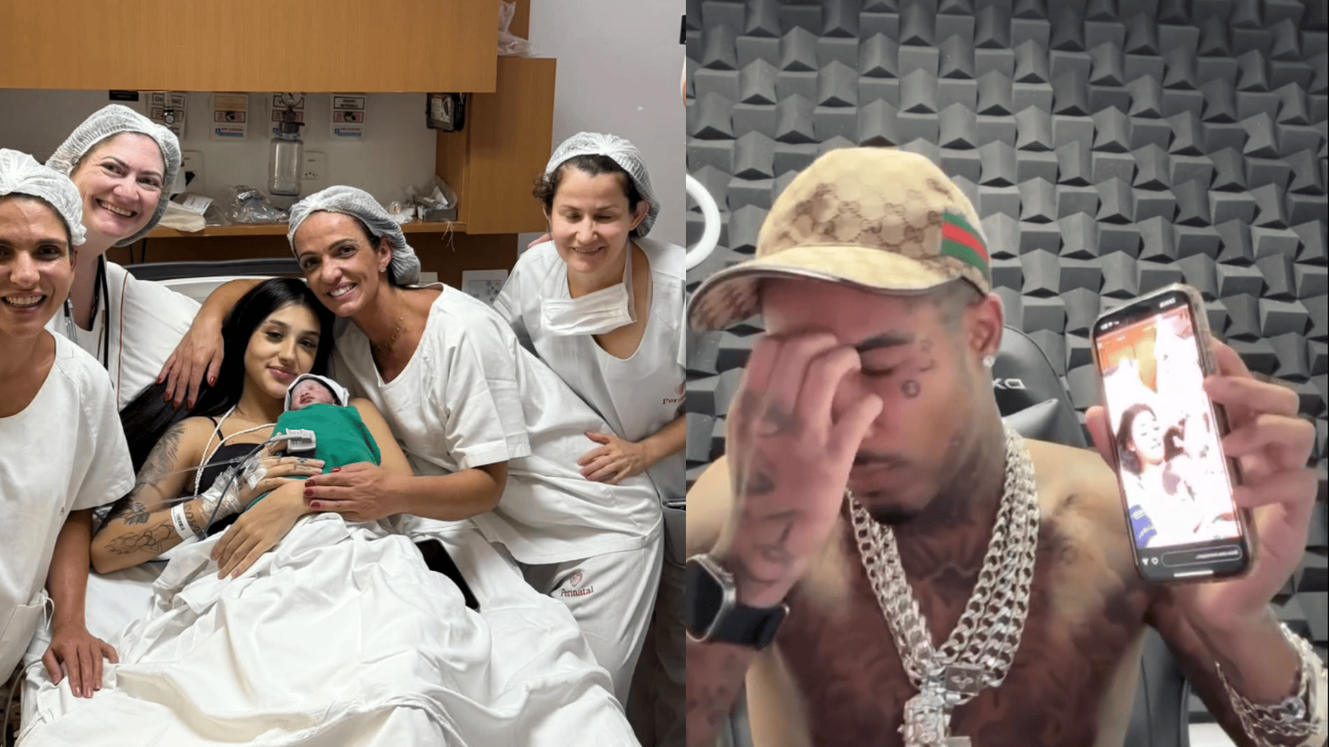 Gato Preto acompanha o parto da filha com Bia Miranda pelo celular