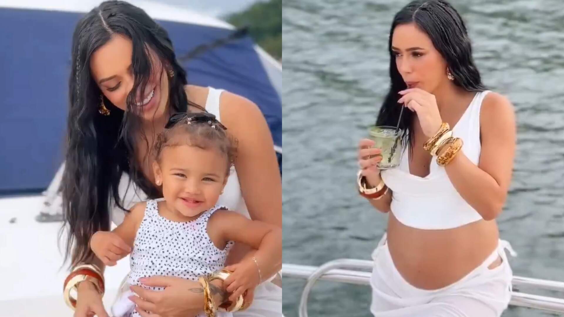 Bruna Biancardi exibe barriga de grávida ao lado da filha Mavie e web se derrete