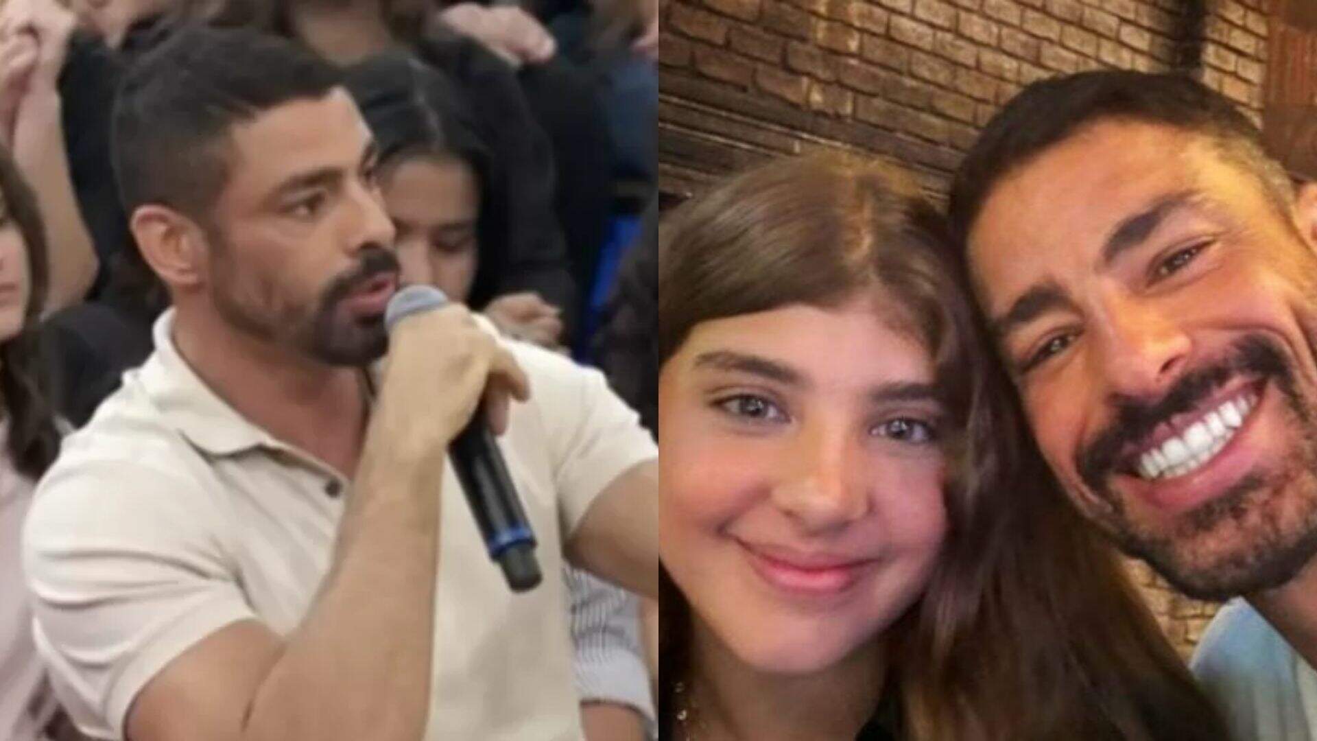 Cauã Reymond celebra aniversário no palco com a filha