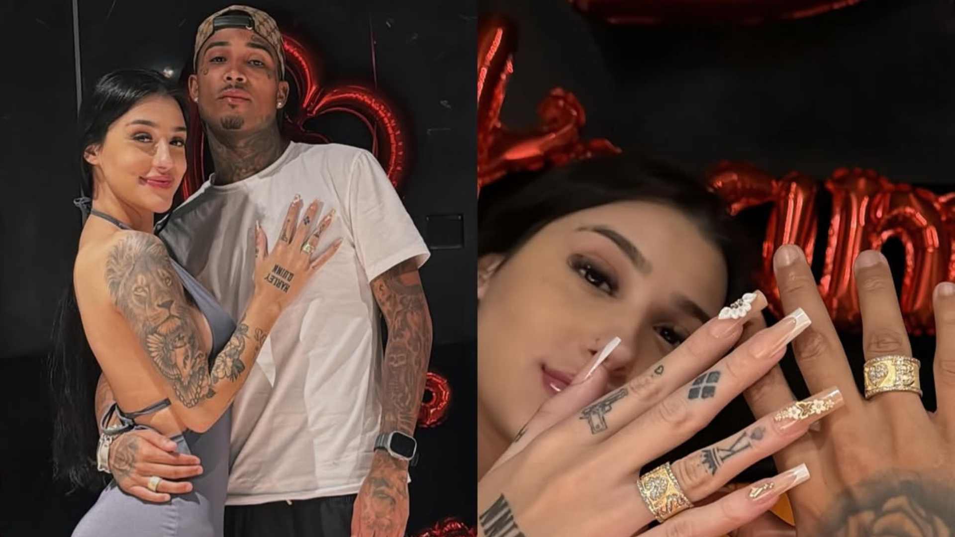 Bia Miranda e Gato Preto oficializam relação com troca de alianças