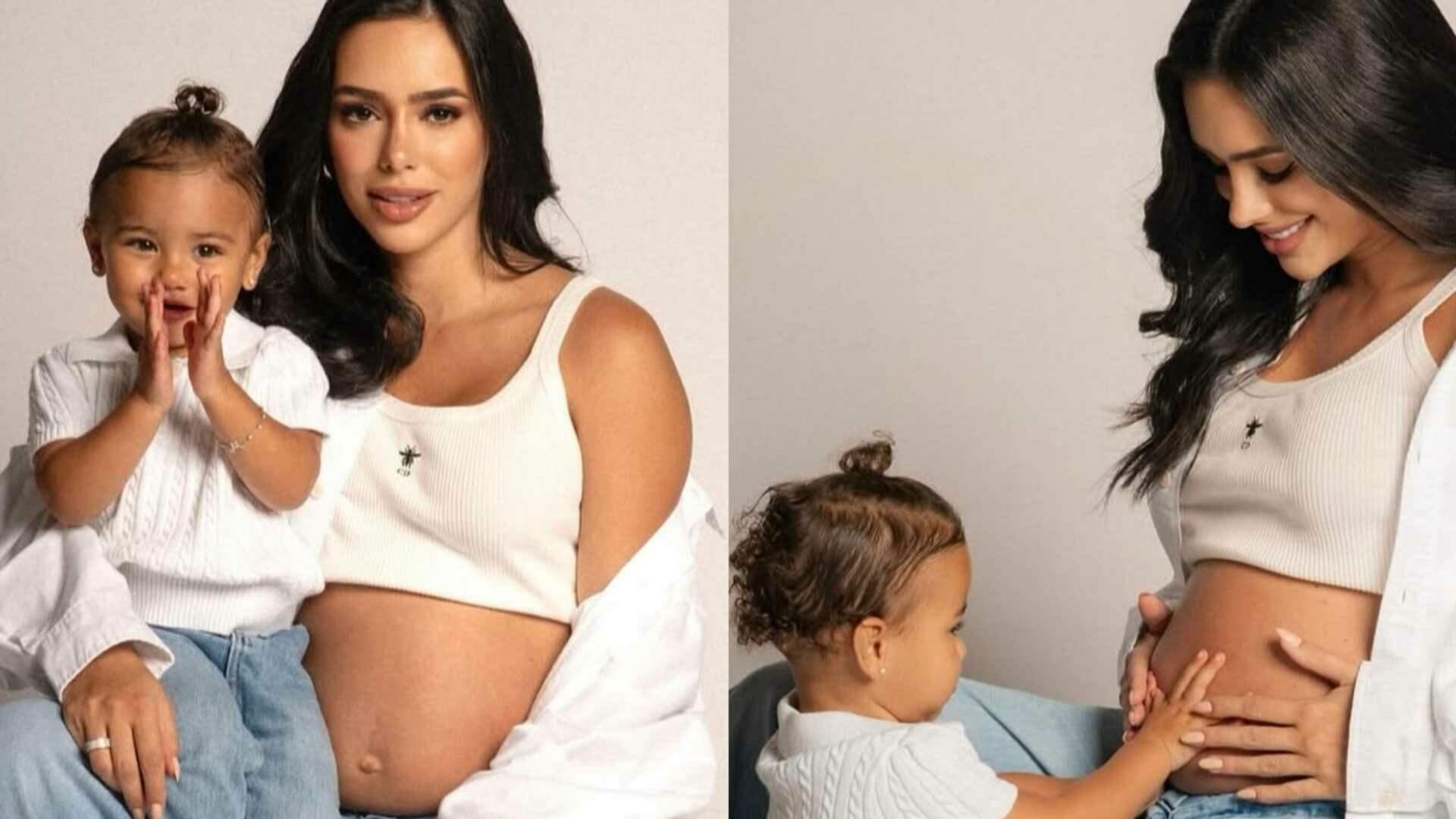 Bruna Biancardi exibe barriga de 6 meses em ensaio com a filha Mavie: “Minhas meninas”